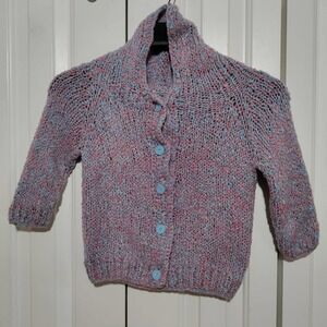 Handmade hooded button up sweater child size 4/5